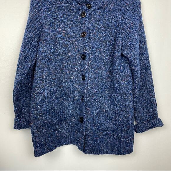 Drapers & Damons Blue Cardigan Sweater Chunky Knit Cozy Petite Large - Picture 4 of 7